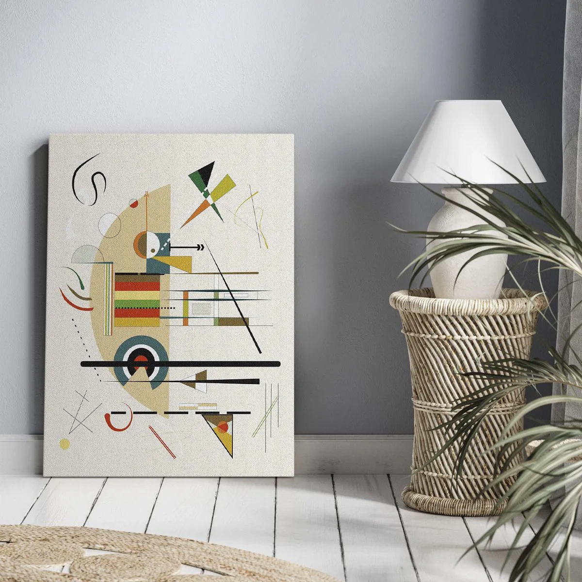 Impression sur toile - Image sur toile - Abstraction colorée avec des formes géométriques - 80x120cm - Et le monde s’amuse - Décoration murale moderne pour le salon et la chambre ARTTOR