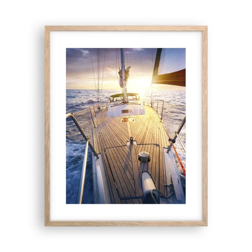 Affiche dans un chêne clair - Poster - Courir sur les vagues - 40x50 cm