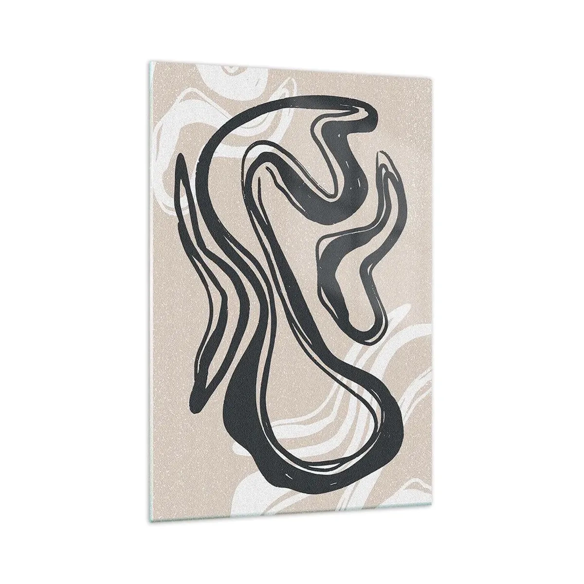 Impression sur verre - Image sur verre - Lignes abstraites dans des tons sombres sur fond beige - 70x100cm - Expression multipliée - Décoration murale moderne pour le salon et la chambre ARTTOR