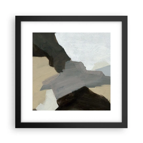 Affiche dans un cadre noir - Poster - Abstraction : le carrefour du gris - 30x30 cm