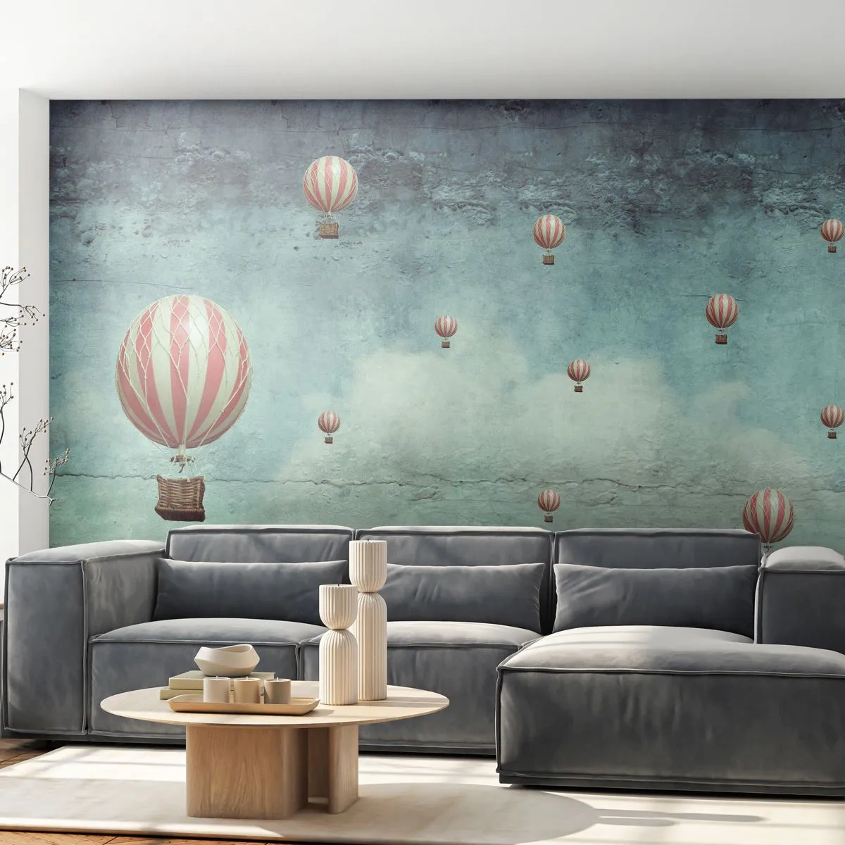 Papier Peint Autocollant Deluxe Sticker - Libre de l'agitation de la vie - Abstraction, Voyage, Vol en montgolfière - 250x175 cm