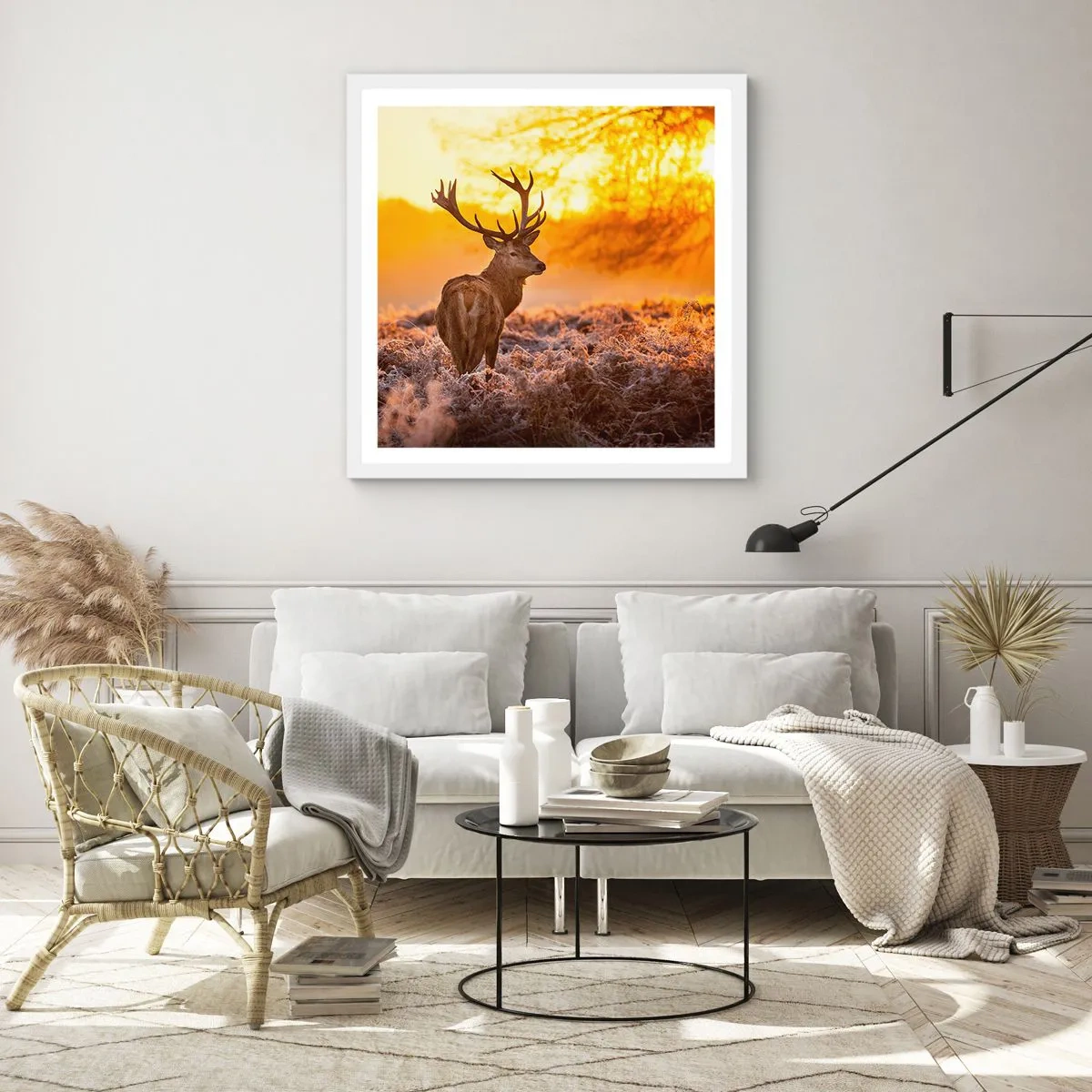 Affiche dans un cadre blanc - Poster - Roi de la forêt automnal - 50x50 cm