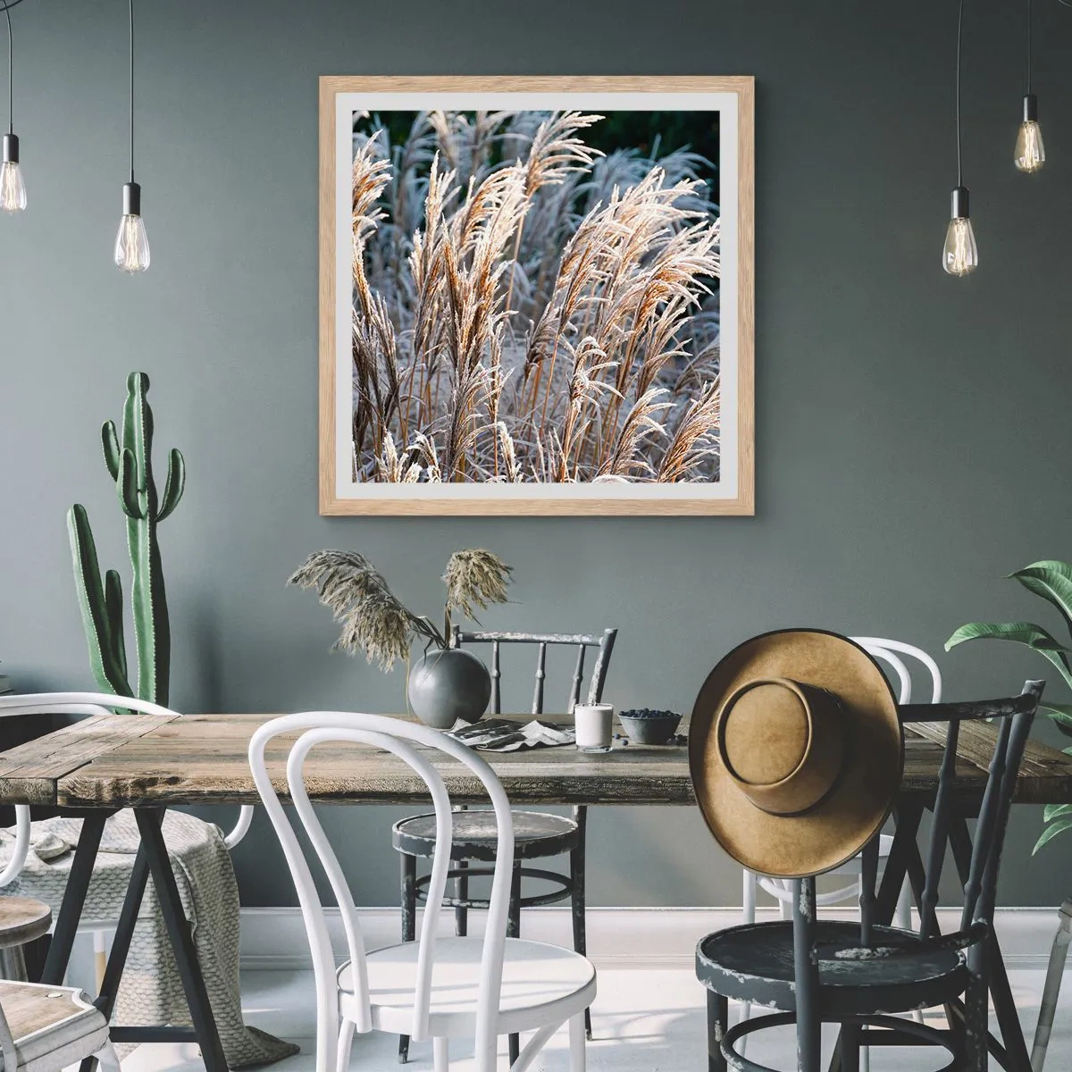 Affiche dans un chêne clair - Poster - Habillé de givre - 60x60 cm