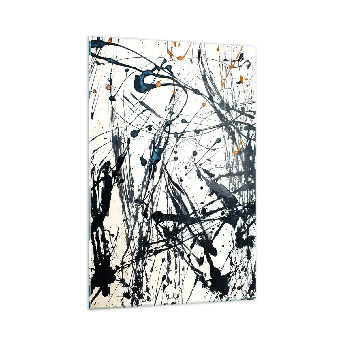 Impression sur verre - Image sur verre - Une peinture abstraite avec des éclaboussures de peinture dans des motifs dynamiques. - 70x100cm - Abstraction expressionniste - Décoration murale moderne pour le salon et la chambre ARTTOR