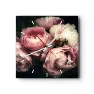 Horloge murale - Pendule murale - Un bouquet de roses aux tons délicats de rose et de blanc - 30x30cm - Le charme de la belle époque - Décoration murale moderne pour le salon et la chambre ARTTOR