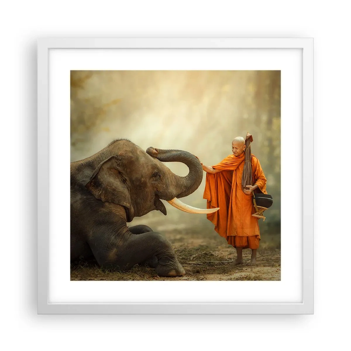 Affiche dans un cadre blanc - Poster - Rencontre en voyageant - 40x40 cm