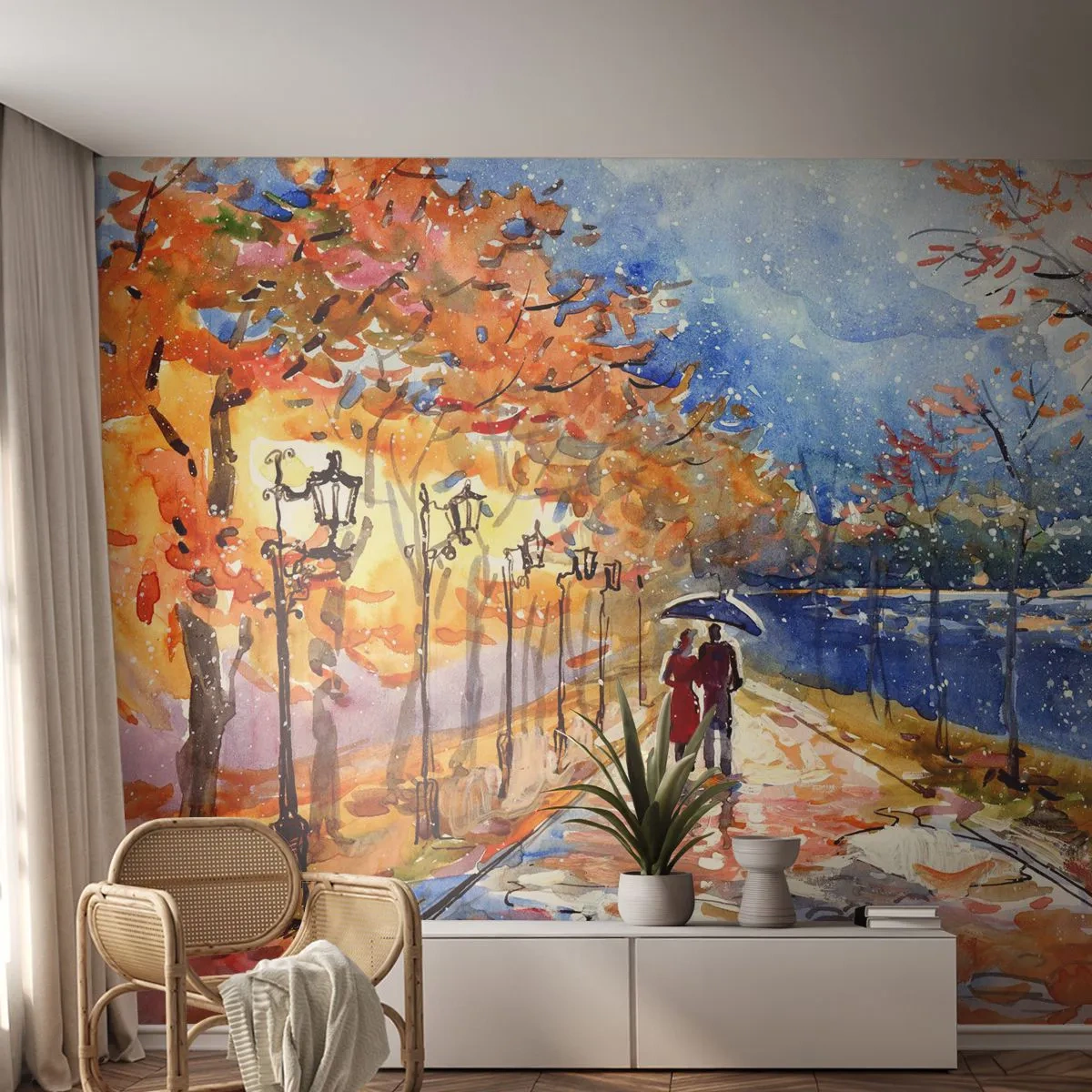 Papier Peint Photo Standard Eco - Ensemble jusqu'au bout du temps - Paysage, l'avenue du Parc, Des arbres - 250x175 cm