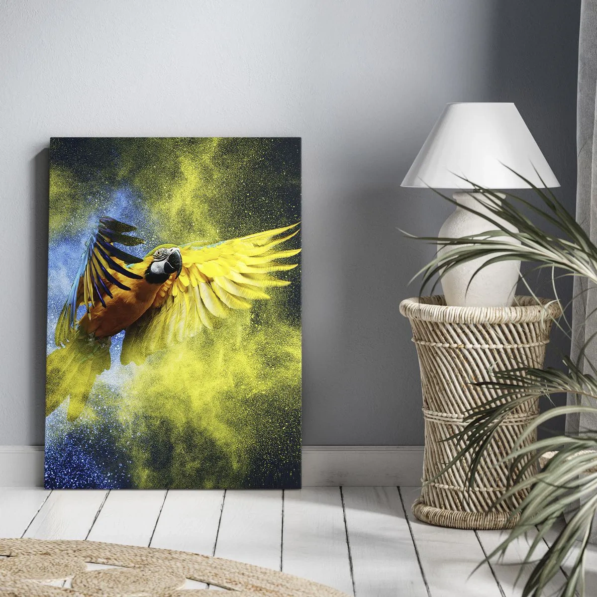Impression sur toile - Image sur toile - Dans la poussière bleue et dorée - 45x80 cm