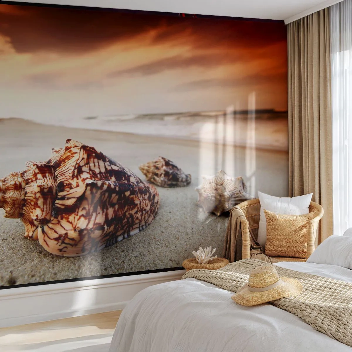Papier Peint Photo Premium Sand - Les parias des vagues - Paysage, Mer, Coquillage - 400x280 cm