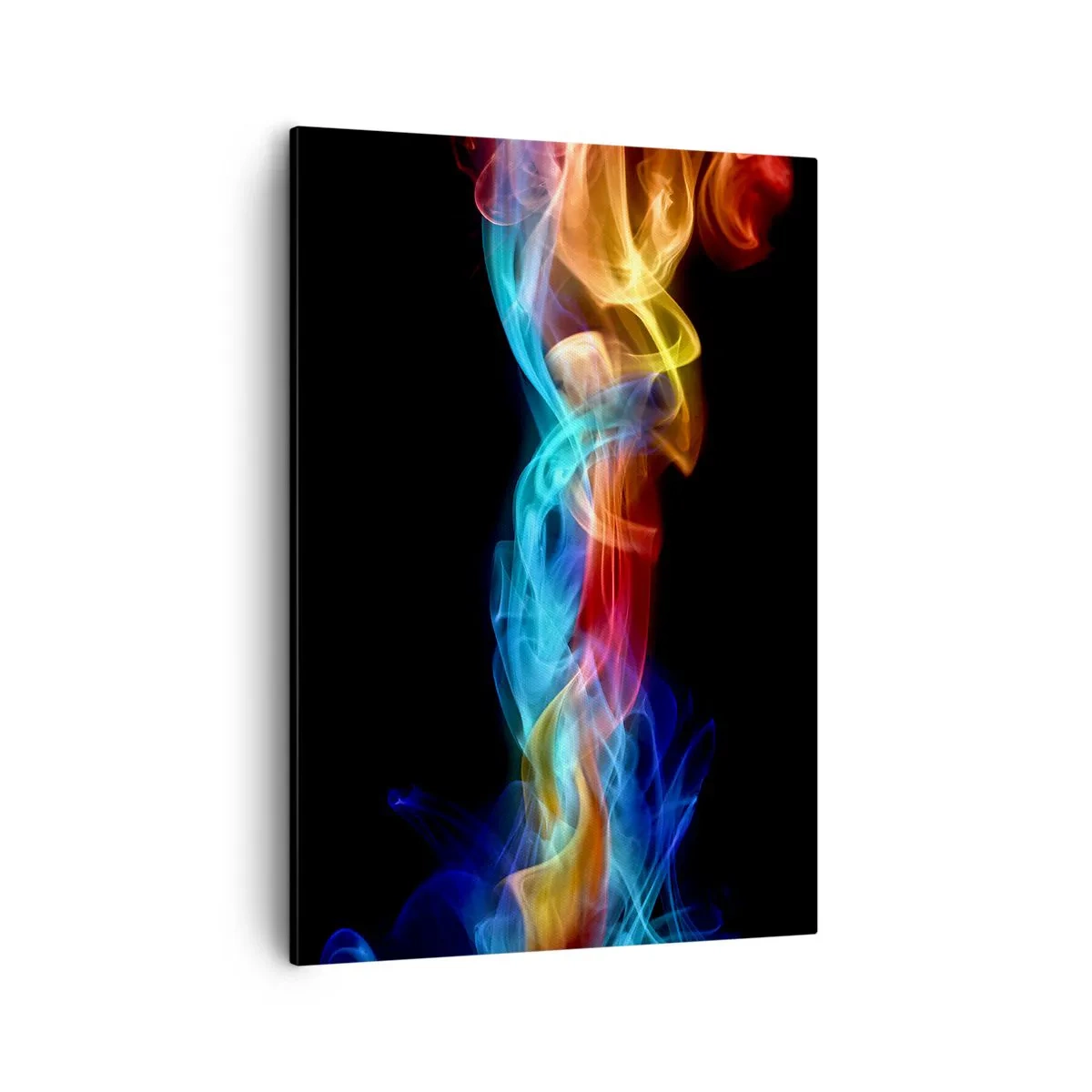 Impression sur toile - Image sur toile - Fumée colorée sur fond noir - 50x70cm - Danse arc-en-ciel du brouillard - Décoration murale moderne pour le salon et la chambre ARTTOR