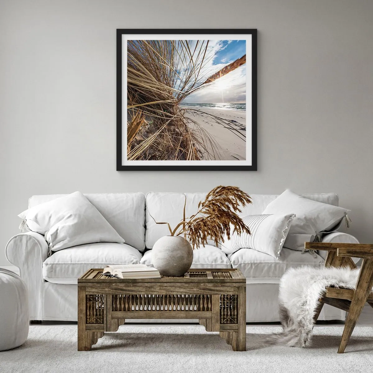 Affiche dans un cadre noir - Poster - Rencontre des éléments - 40x40 cm