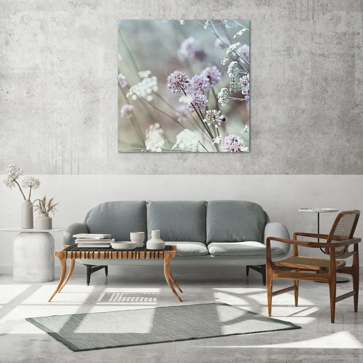 Impression sur verre - Image sur verre - Herbes douces en filigrane - 60x60 cm