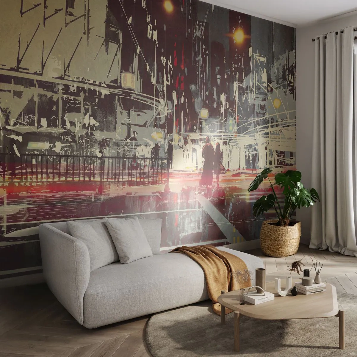 Papier Peint Photo Standard Eco - Une grande traversée de ville - Ville, Architecture, Vie nocturne - 400x280 cm