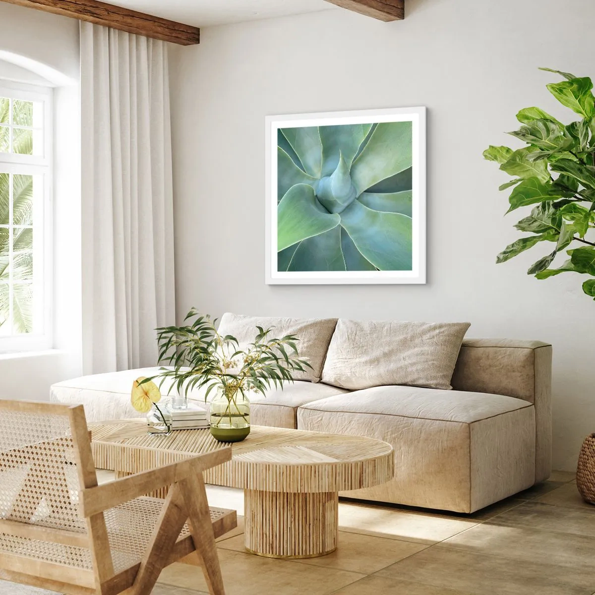 Affiche dans un cadre blanc - Poster - La naissance de la verdure - 40x40 cm