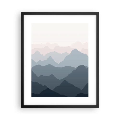 Affiche dans un cadre noir - Poster - Vagues de montagnes - 40x50 cm