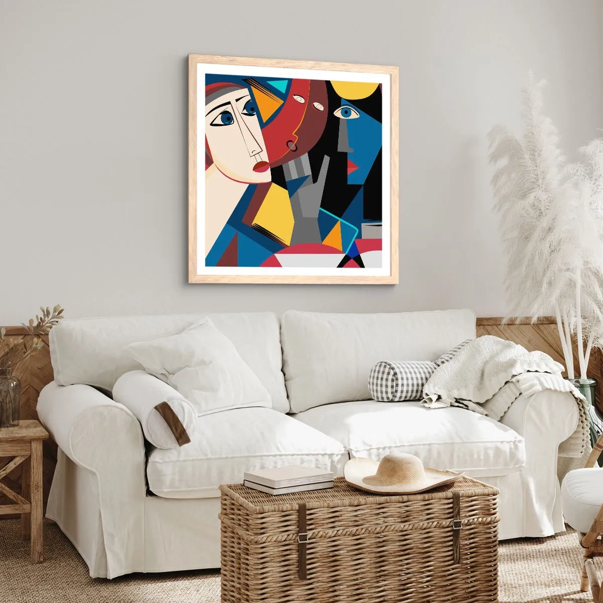 Affiche dans un chêne clair - Poster - Une conversation entre cubistes - 30x30 cm