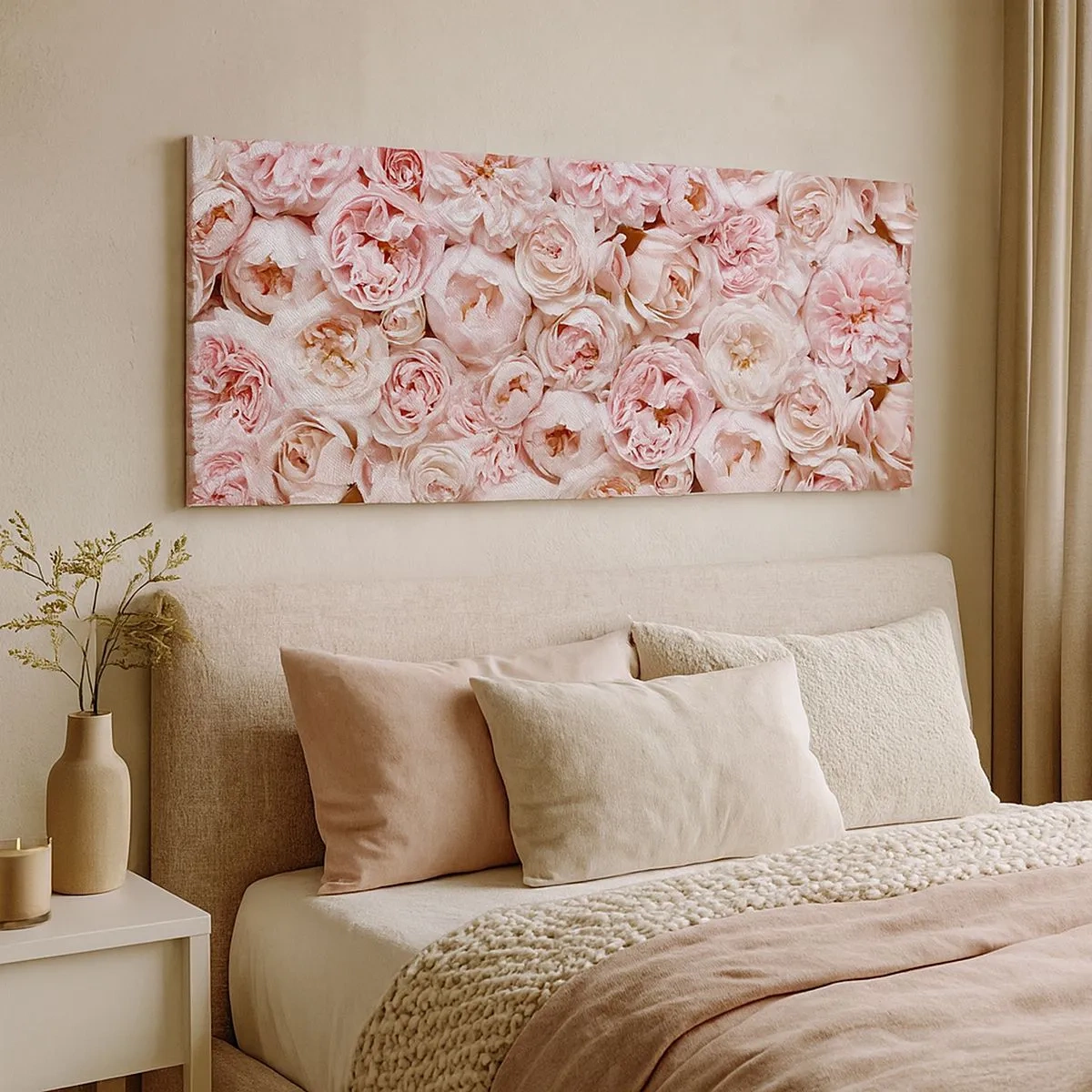 Impression sur toile - Image sur toile - Un lit de roses - 100x40 cm