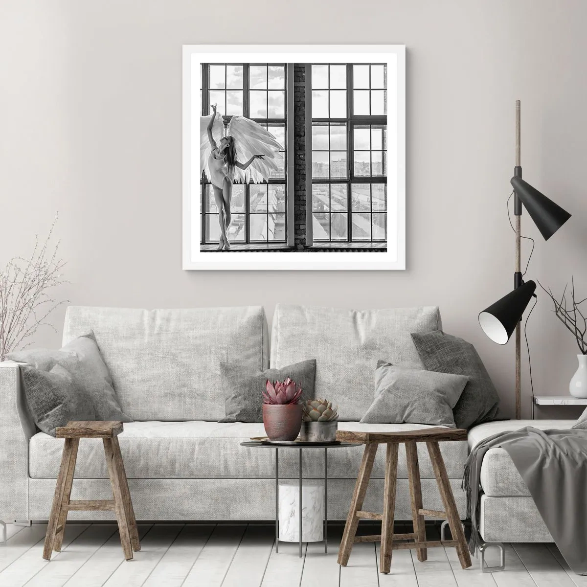 Affiche dans un cadre blanc - Poster - La ville des anges? - 40x40 cm