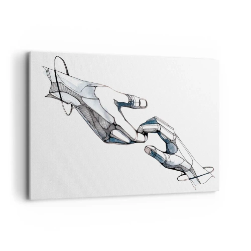 Impression sur toile - Image sur toile - Représentation artistique d'une main dans une forme minimaliste et géométrique - 120x80cm - Un bon geste - Décoration murale moderne pour le salon et la chambre ARTTOR