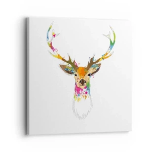 Impression sur toile - Image sur toile - Un cerf doux baigné de couleur - 30x30 cm