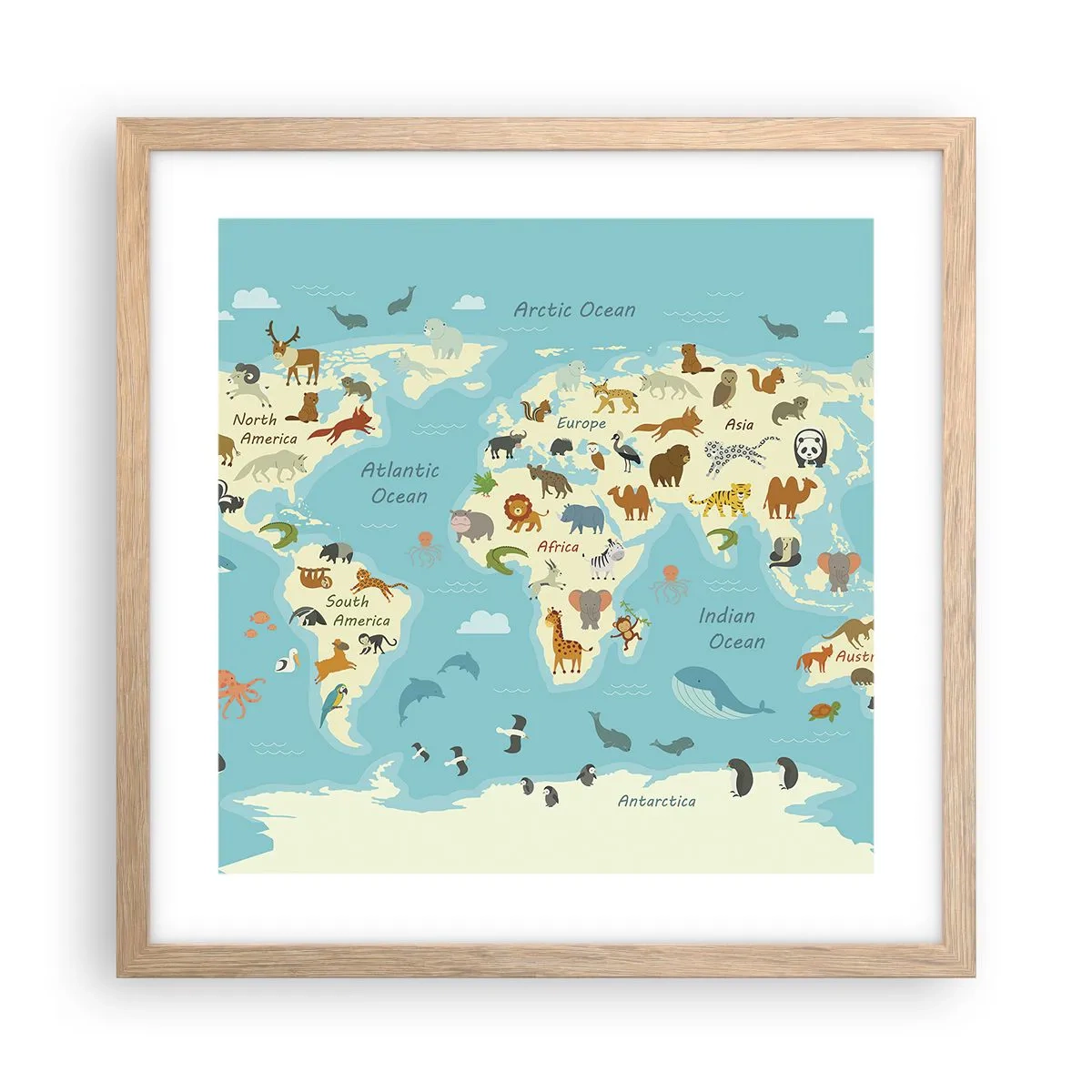 Affiche dans un chêne clair - Poster - De bons voisins - 40x40 cm