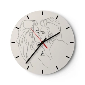 Horloge murale - Pendule murale - Un dessin animé minimaliste d'un couple amoureux - 30x30cm - Enlacé de sentiment - Décoration murale moderne pour le salon, la cuisine et la chambre ARTTOR