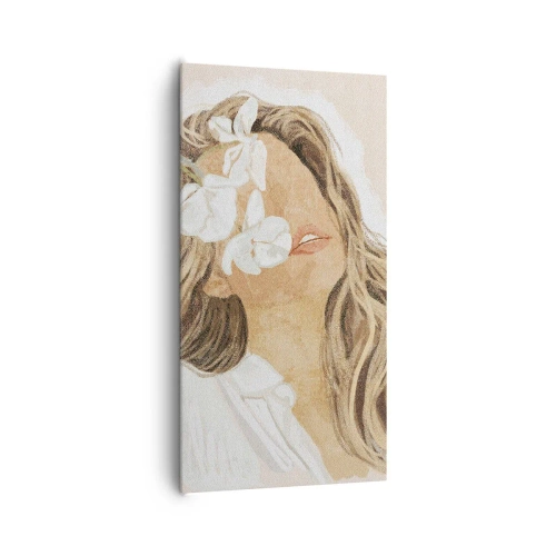 Impression sur toile - Image sur toile - Ravie parmi les fleurs - 65x120 cm