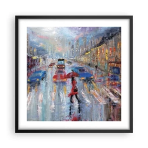 Affiche dans un cadre noir - Poster - Après-midi pluvieux en ville - 50x50 cm