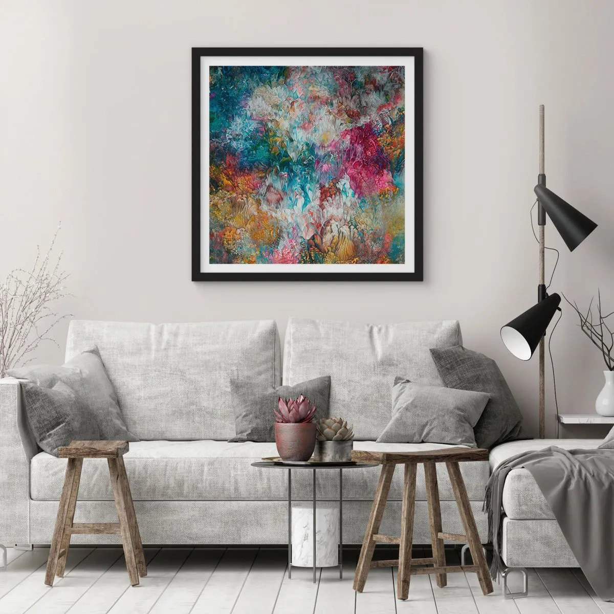 Affiche dans un cadre noir - Poster - En pleine floraison - 30x30 cm