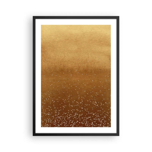 Affiche dans un cadre noir - Poster - Dégradé doré avec de minuscules éléments scintillants - 50x70cm - Origine du monde - Décoration murale moderne pour le salon et la chambre ARTTOR