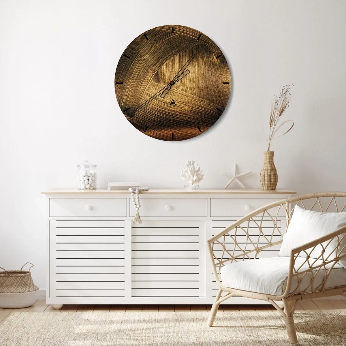 Horloge murale - Pendule murale - Dans un labyrinthe en or - 40x40 cm