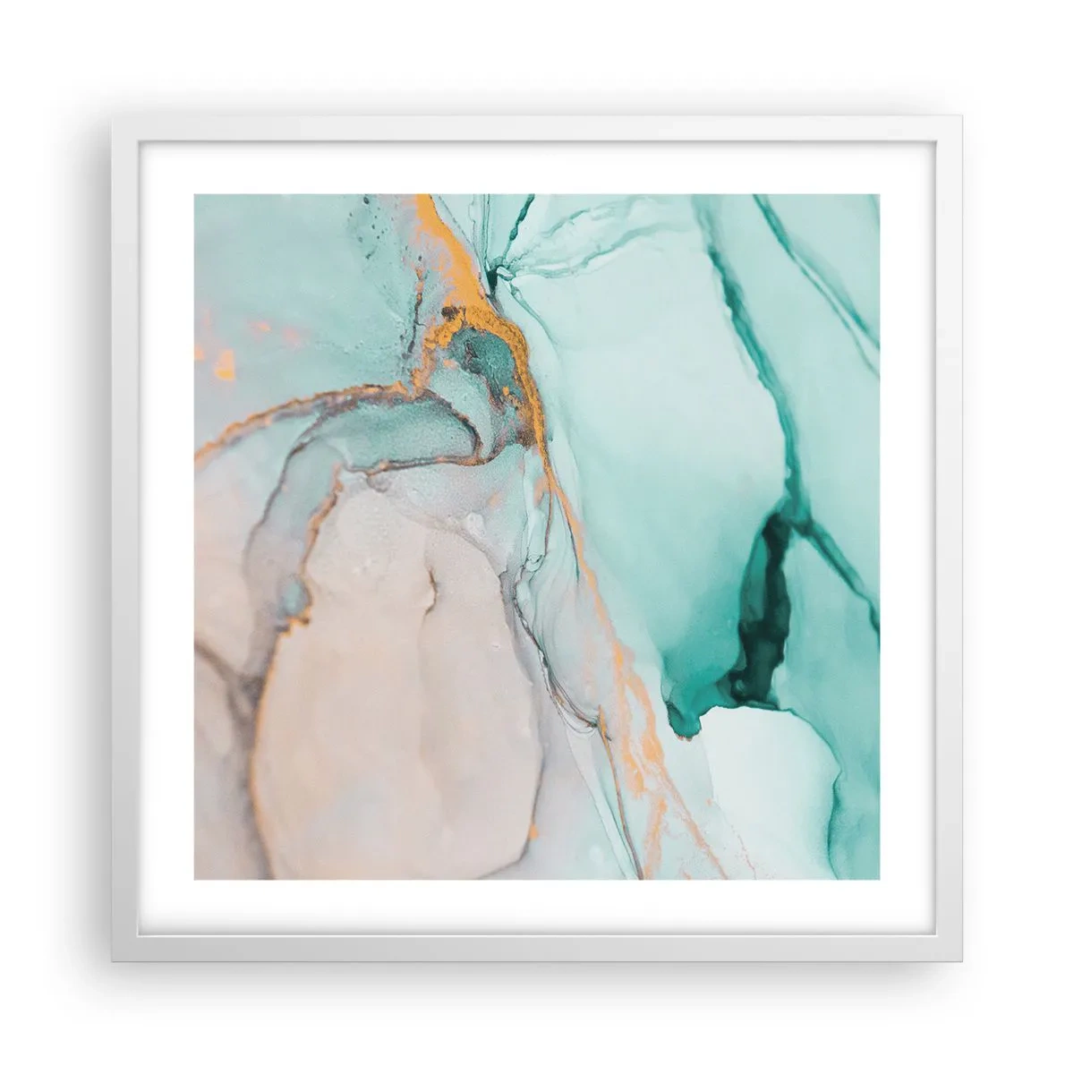 Affiche dans un cadre blanc - Poster - Danse des formes et des couleurs - 50x50 cm