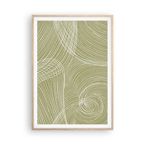 Affiche dans un chêne clair - Poster - Abstraction complexe de blanc - 70x100 cm