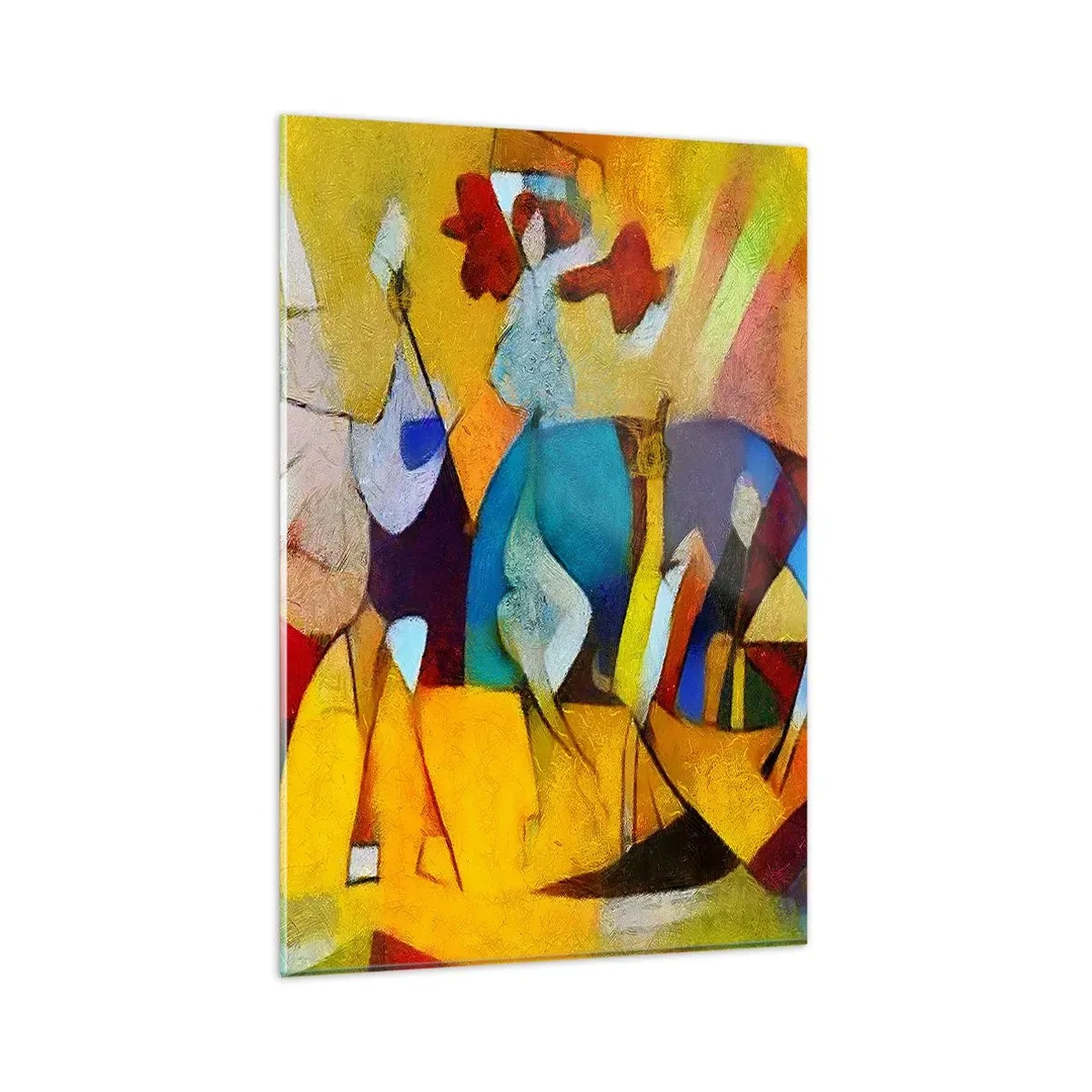 Impression sur verre - Image sur verre - Une abstraction colorée représentant des figures sous une forme géométrique - 80x120cm - Soleil - vie - joie - Décoration murale moderne pour le salon et la chambre ARTTOR