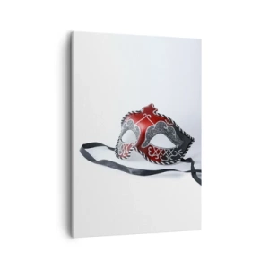 Impression sur toile - Image sur toile - Masque de carnaval rouge sur fond clair - 50x70cm - Invitation au bal - Décoration murale moderne pour le salon et la chambre ARTTOR