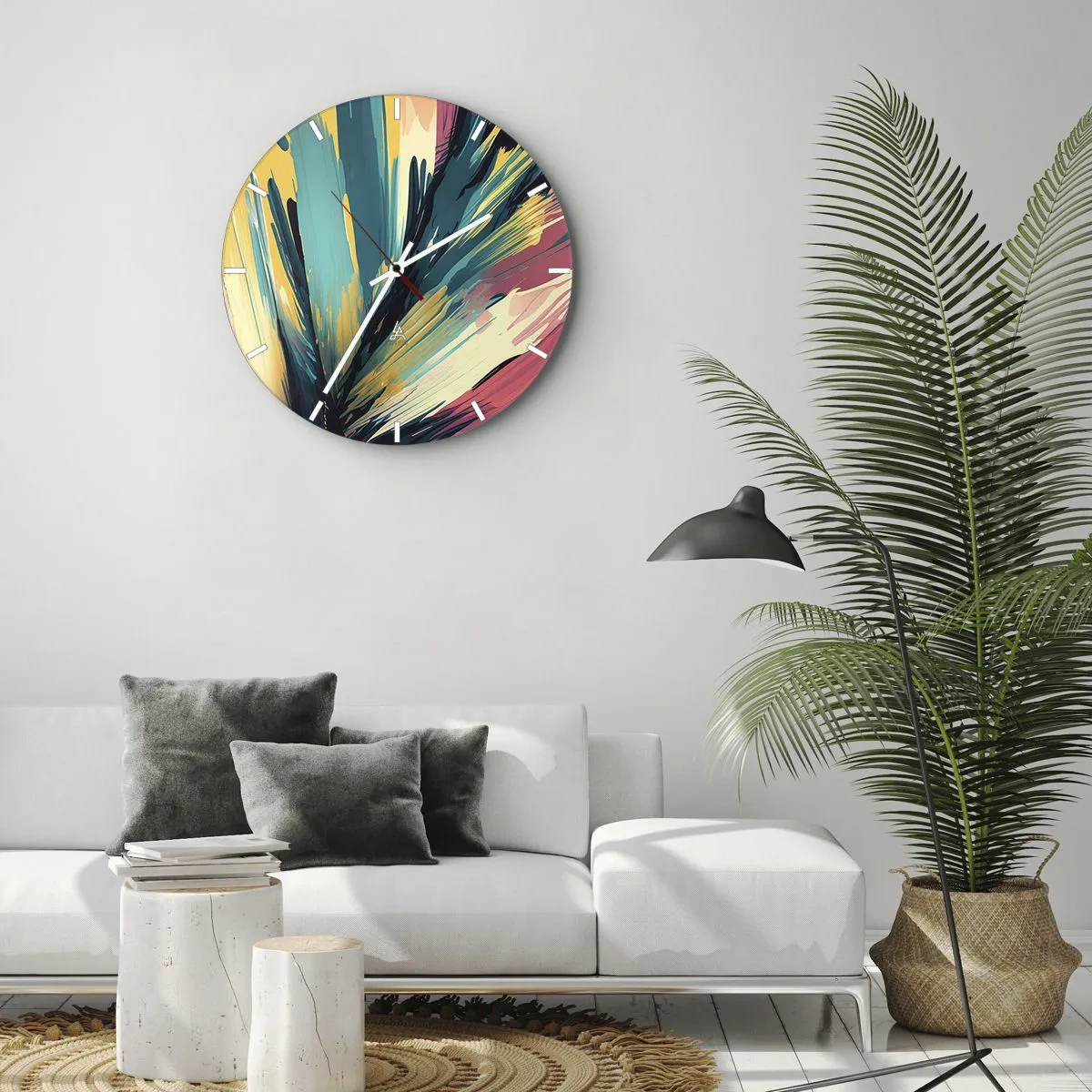 Horloge murale - Pendule murale - Composition – une explosion de joie - 40x40 cm