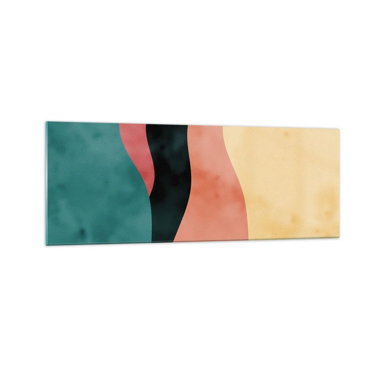 Impression sur verre - Image sur verre - Vagues abstraites aux couleurs pastel - 140x50cm - Conformité non-conforme - Décoration murale moderne pour le salon et la chambre ARTTOR