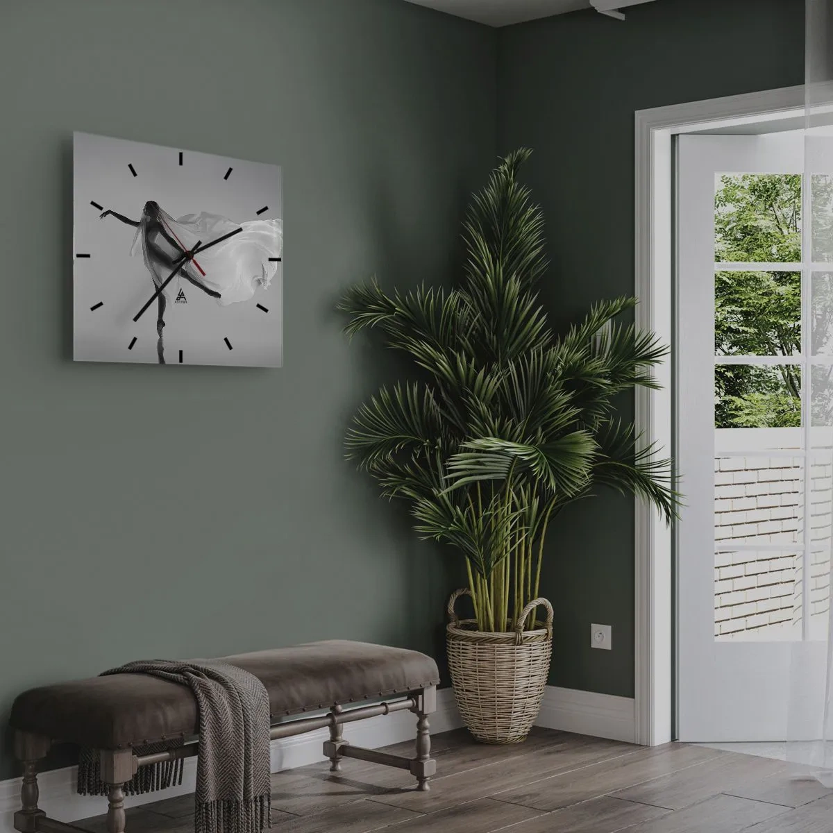 Horloge murale - Pendule murale - Une danseuse dans une pose éthérée avec un tissu fluide - 30x30cm - Légèreté et grâce - Décoration murale moderne pour le salon et la chambre ARTTOR