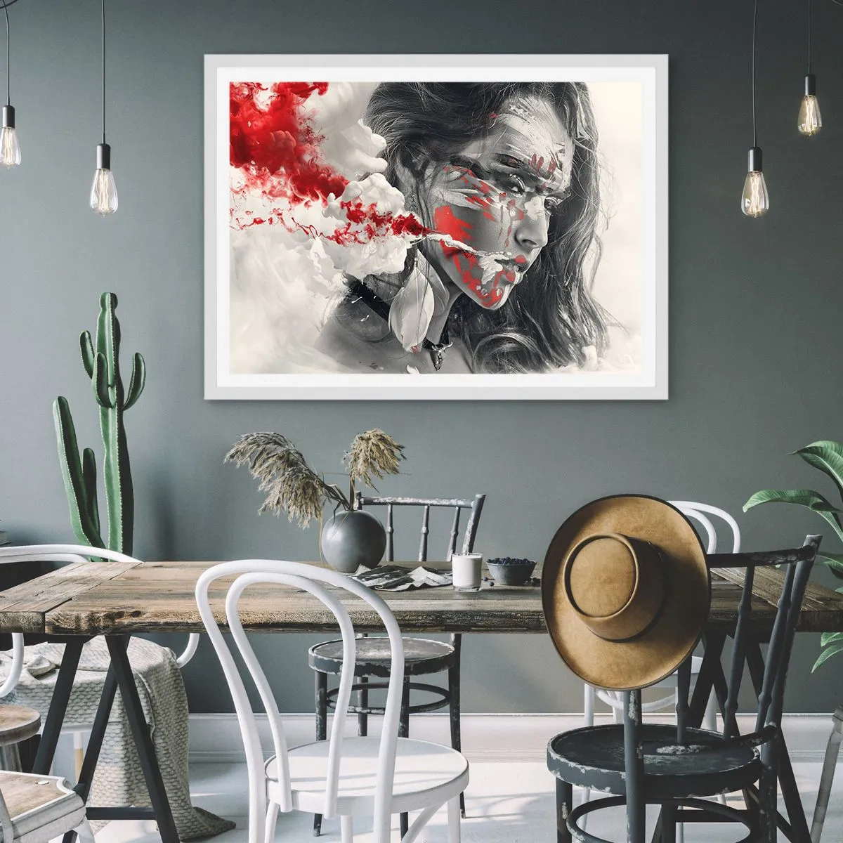 Affiche dans un cadre blanc - Poster - Dans les fumées de l'absurde - 70x50 cm