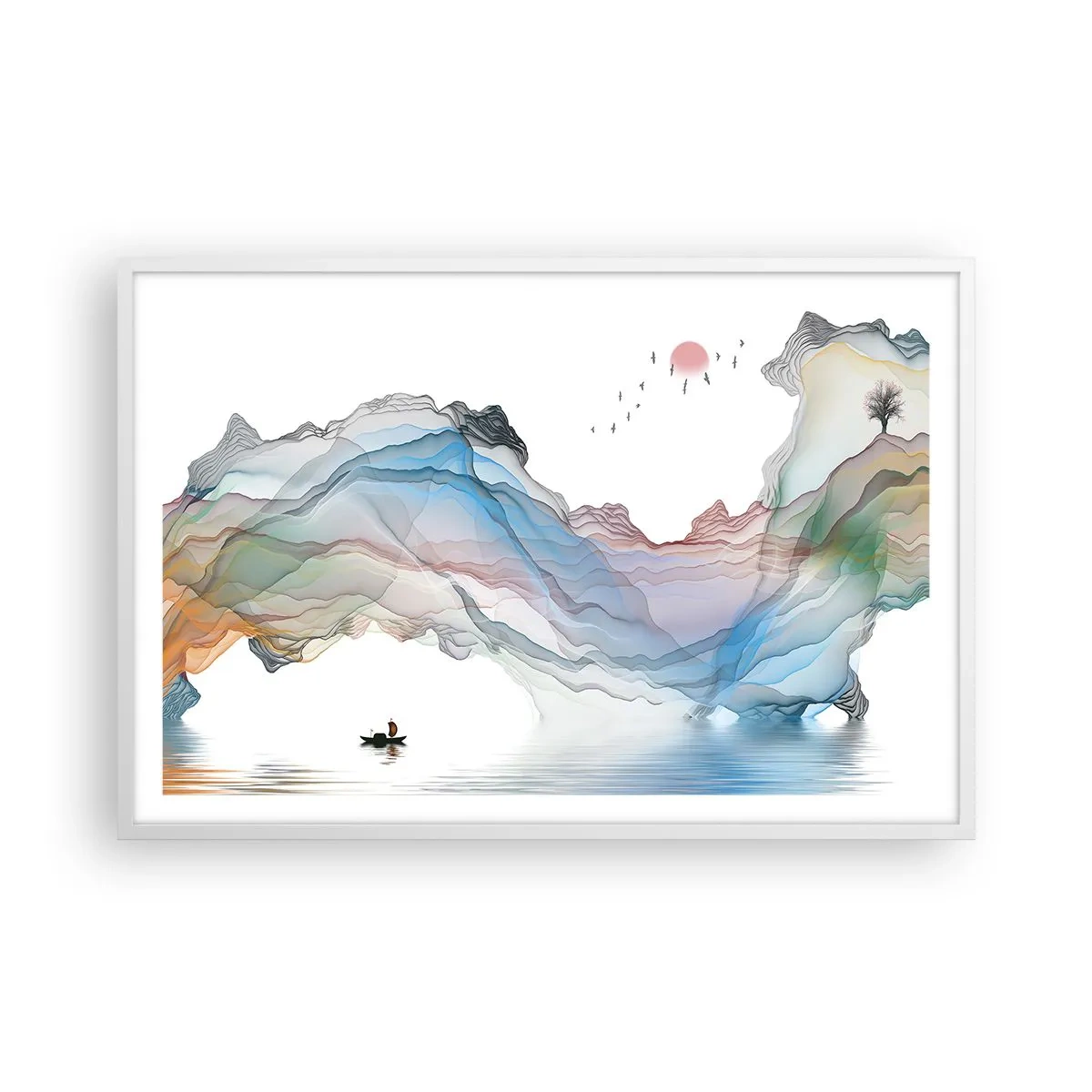 Affiche dans un cadre blanc - Poster - Vers les montagnes de cristal - 91x61 cm