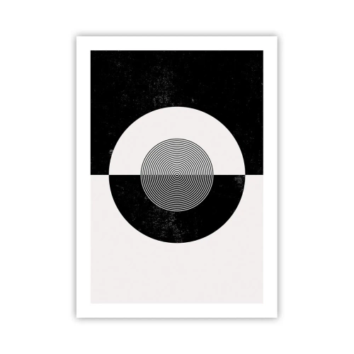 Affiche - Poster - Motif géométrique en noir et blanc avec un cercle concentrique - 50x70cm - Harmonie de noir et blanc - Décoration murale moderne pour le salon et la chambre ARTTOR
