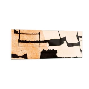 Impression sur verre - Image sur verre - Motifs géométriques dans les tons marron et beige - 140x50cm - De l’ordre malgré tout - Décoration murale moderne pour le salon et la chambre ARTTOR