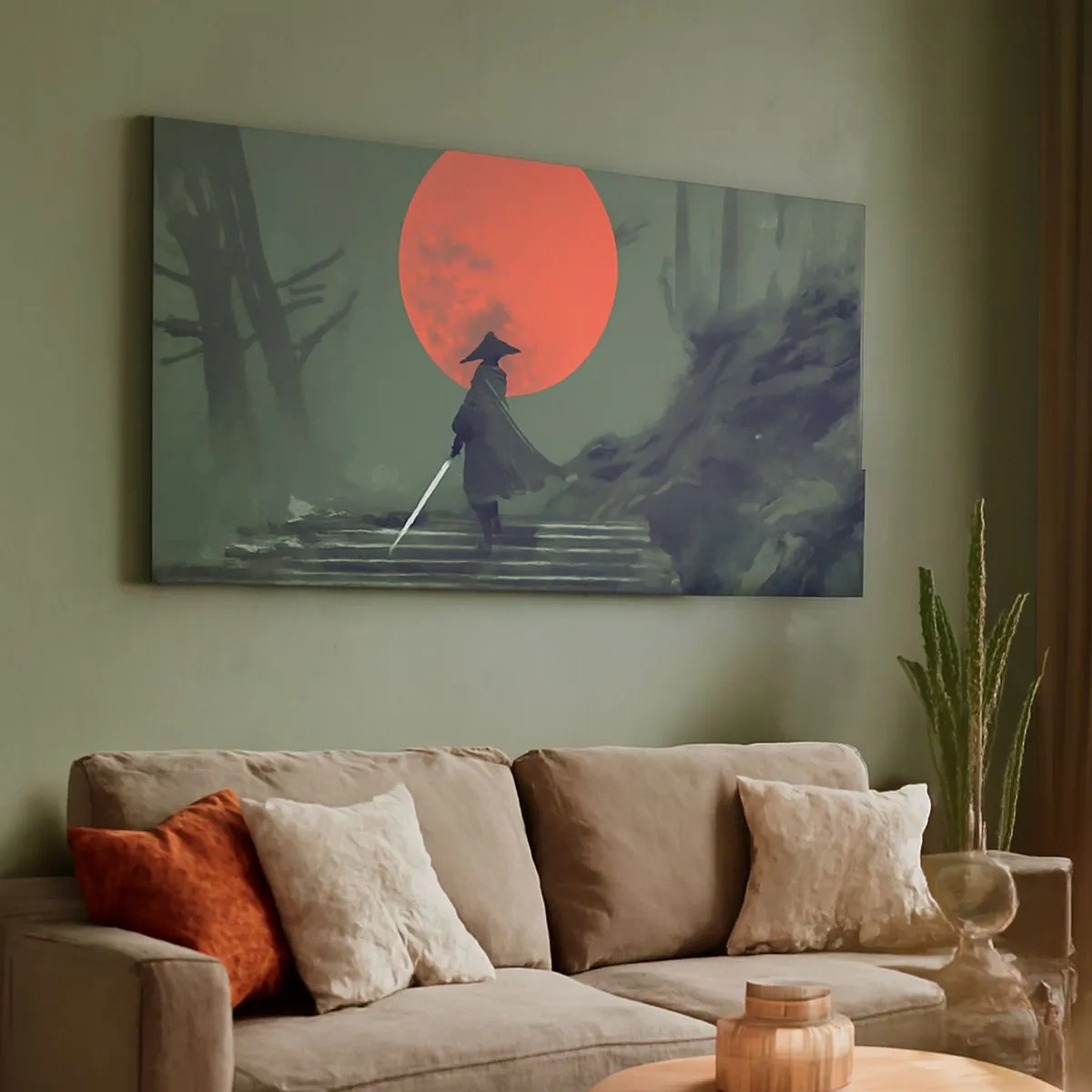 Impression sur toile - Image sur toile - Guerrier de la lune rouge - 100x40 cm