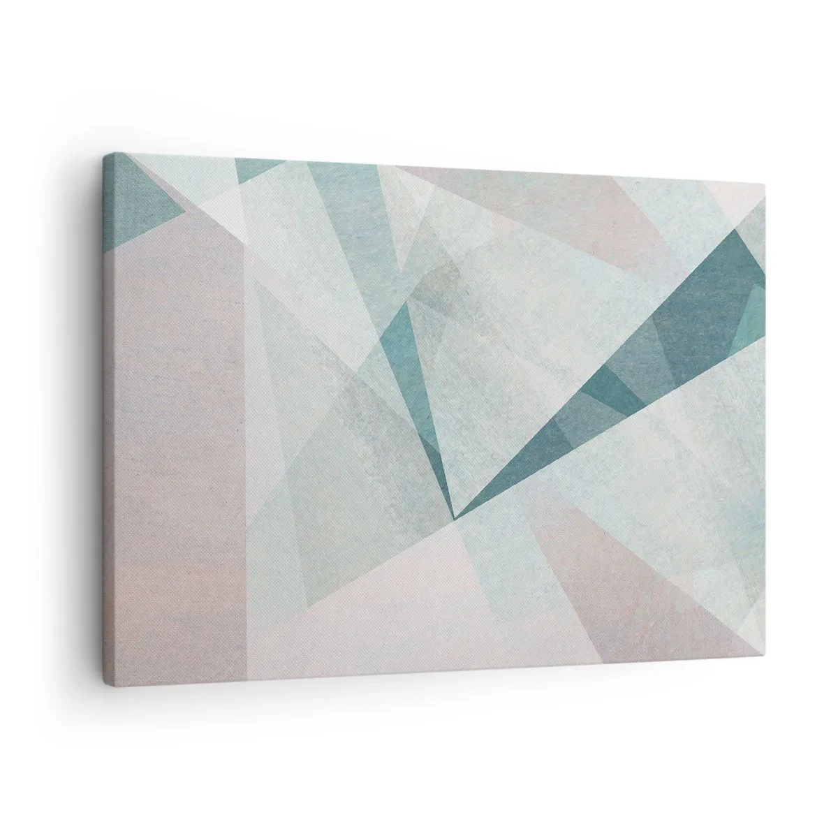 Impression sur toile - Image sur toile - Formes géométriques dans des tons pastel de bleu et de gris - 70x50cm - Calme bien que dynamique - Décoration murale moderne pour le salon et la chambre ARTTOR
