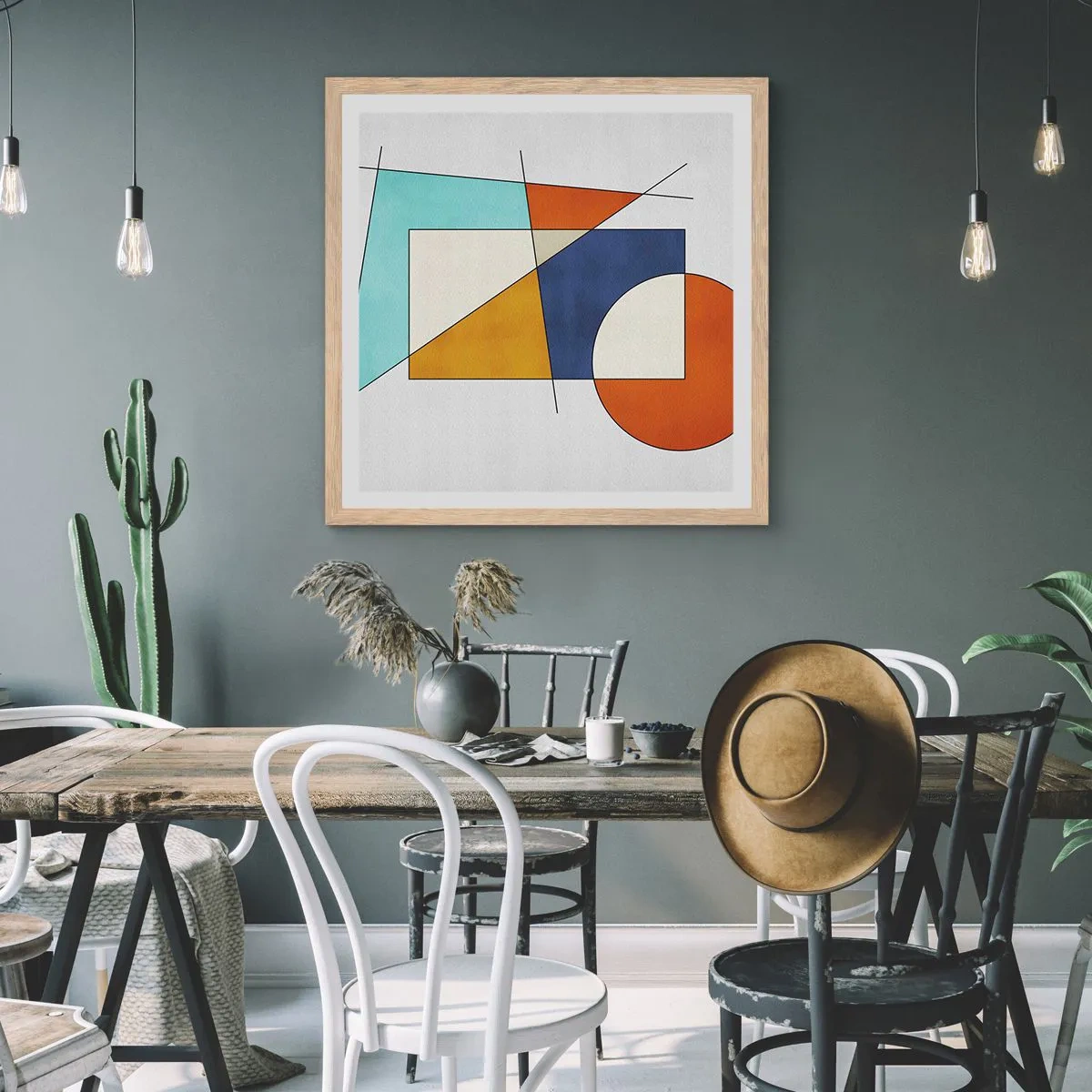 Affiche dans un chêne clair - Poster - Abstraction : plaisir moderniste - 30x30 cm