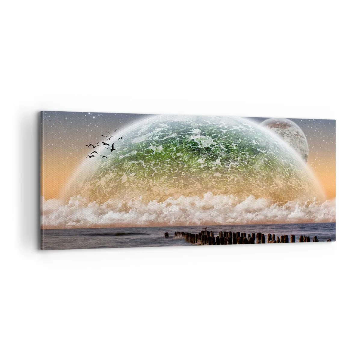 Impression sur toile - Image sur toile - Et le monde est sorti de l'eau - 100x40 cm
