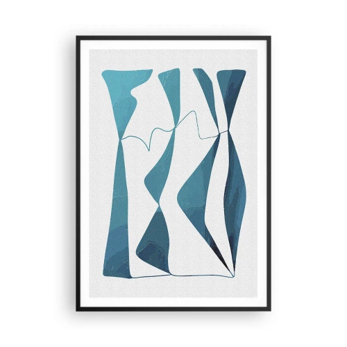 Affiche dans un cadre noir - Poster - Abstraction : composé turquoise - 70x100 cm