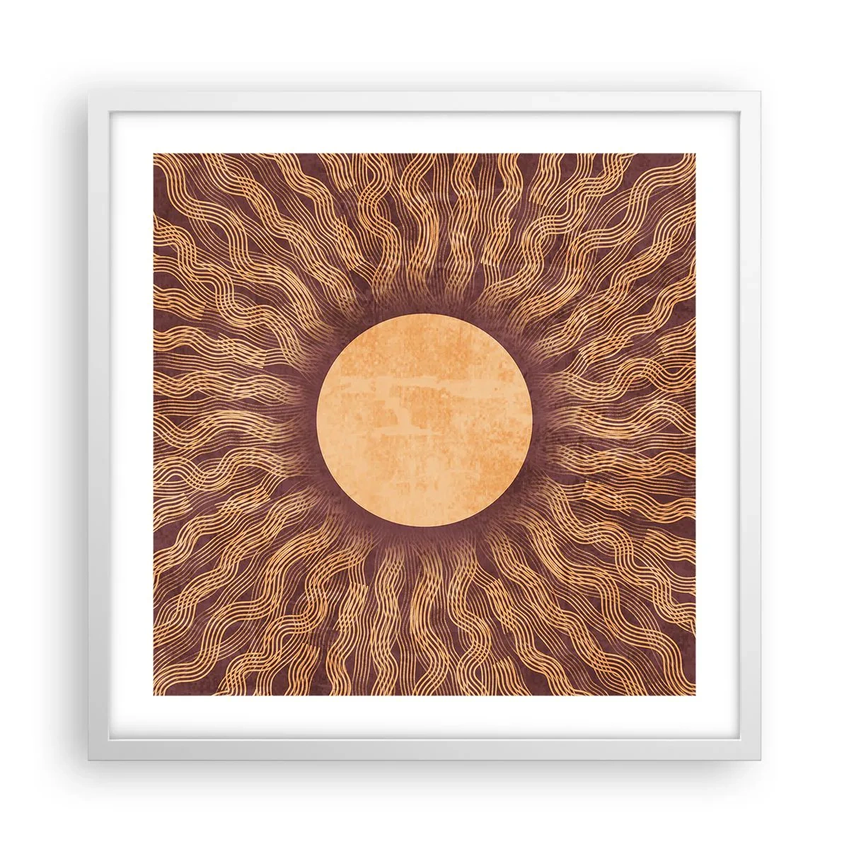 Affiche dans un cadre blanc - Poster - Icône du soleil - 50x50 cm