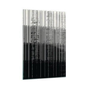 Impression sur verre - Image sur verre - Composition abstraite de lignes en noir et blanc contrastés - 80x120cm - Ondes et vibrations - Décoration murale moderne pour le salon et la chambre ARTTOR