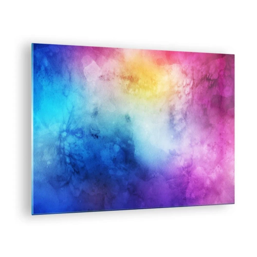 Impression sur verre - Image sur verre - Composition abstraite aux couleurs de l'arc-en-ciel avec un effet aquarelle - 70x50cm - Presque au septième ciel - Décoration murale moderne pour le salon et la chambre ARTTOR